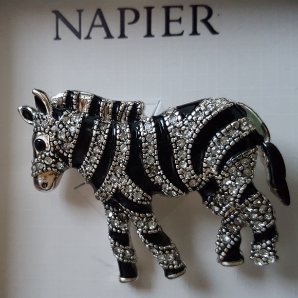 Napier | Zebra Brooch | B/W - Picture 3 of 4